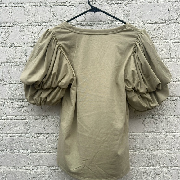 Express Skimming scoop neck puffed sleeve tee sz S NWT. Pale greenish co… - Picture 7 of 9